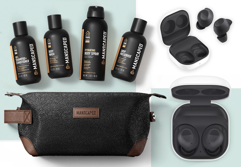 prize 2 The Go Bag Men’s Travel Hygiene Kit and samsung earbuds